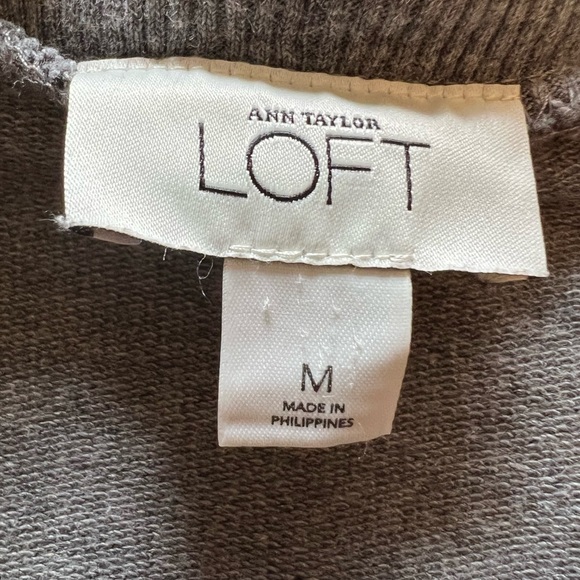 Women’s LOFT Gray Open Cardigan Sweatshirt Cotton - Picture 3 of 4